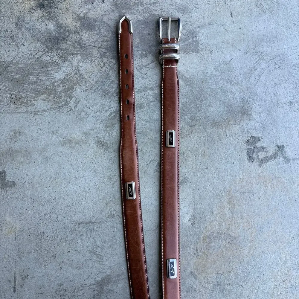 Vintage 90s Greg Norman Leather Belt Brown Size 34